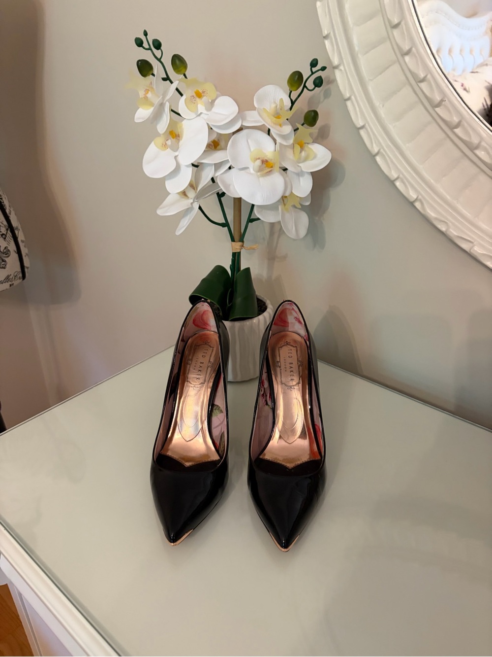 Ted Baker Black Patent Pointed Toe Pumps